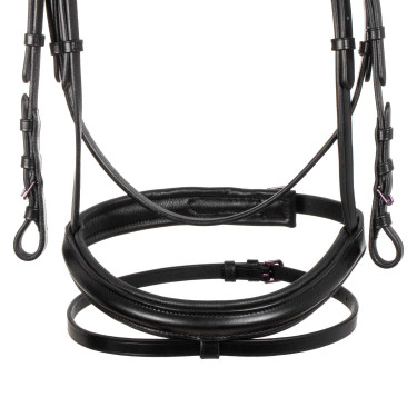 Bridon anatomique Equestro en cuir strass violet Noir Bridon anatomique Equestro en cuir strass violet Noir