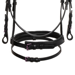 Bridon anatomique Equestro en cuir strass violet Noir Bridon anatomique Equestro en cuir strass violet Noir