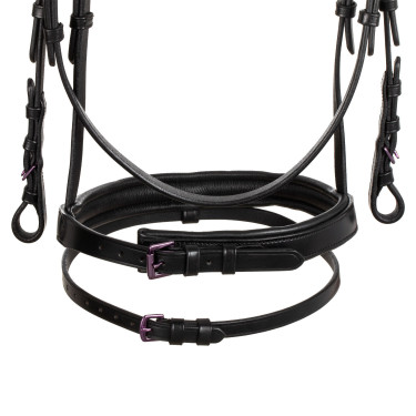 Bridon anatomique Equestro en cuir strass violet Noir Bridon anatomique Equestro en cuir strass violet Noir