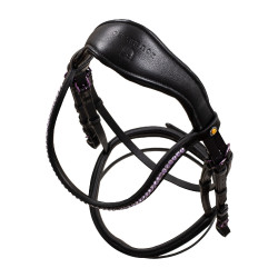 Bridon anatomique Equestro en cuir strass violet Noir Bridon anatomique Equestro en cuir strass violet Noir