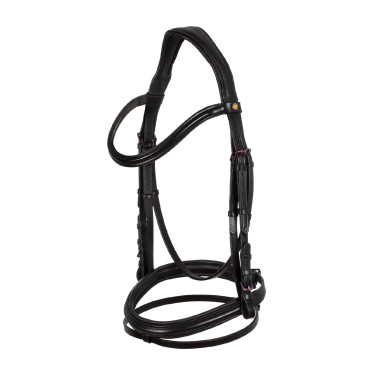Bridon anatomique Equestro en cuir strass violet Noir Bridon anatomique Equestro en cuir strass violet Noir