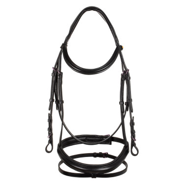 Bridon anatomique Equestro en cuir strass violet Noir Bridon anatomique Equestro en cuir strass violet Noir