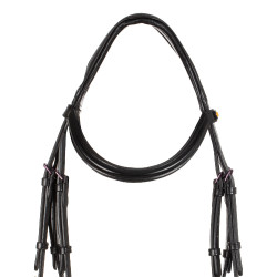 Bridon anatomique Equestro en cuir strass violet Noir Bridon anatomique Equestro en cuir strass violet Noir