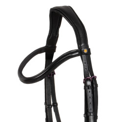 Bridon anatomique Equestro en cuir strass violet Noir Bridon anatomique Equestro en cuir strass violet Noir