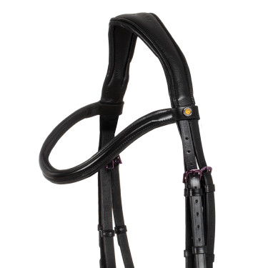 Bridon anatomique Equestro en cuir strass violet Noir Bridon anatomique Equestro en cuir strass violet Noir