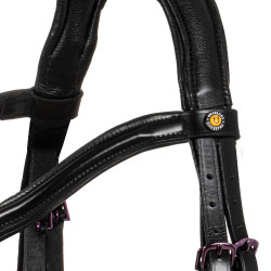 Bridon anatomique Equestro en cuir strass violet Noir Bridon anatomique Equestro en cuir strass violet Noir