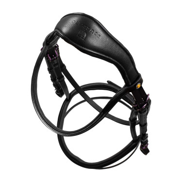 Bridon anatomique Equestro en cuir strass violet Noir Bridon anatomique Equestro en cuir strass violet Noir