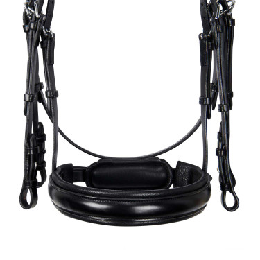 Bride de dressage Equestro en cuir sans rênes Noir