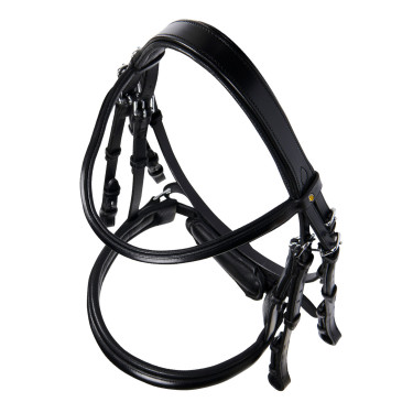 Bride de dressage Equestro en cuir sans rênes Noir