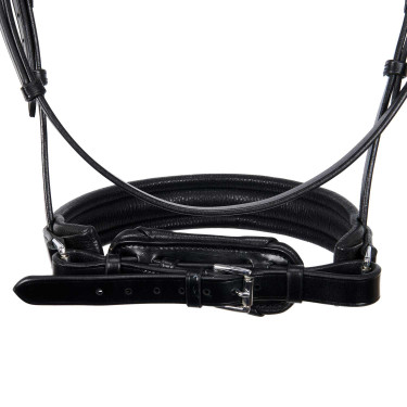 Bride de dressage Equestro en cuir sans rênes Noir