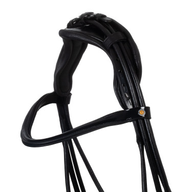 Bride de dressage Equestro anatomique en cuir roulé Noir Bride de dressage Equestro anatomique en cuir roulé Noir