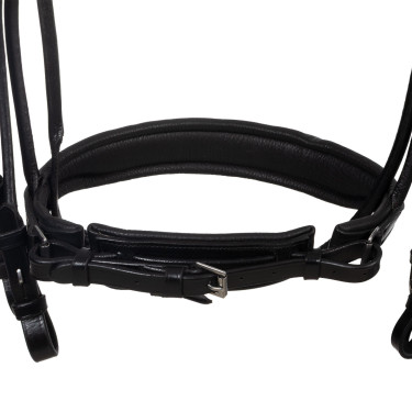 Bride de dressage Equestro anatomique en cuir roulé Noir Bride de dressage Equestro anatomique en cuir roulé Noir