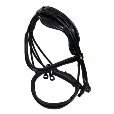 Bride de dressage Equestro anatomique en cuir roulé Noir Bride de dressage Equestro anatomique en cuir roulé Noir