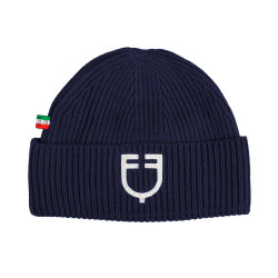 Bonnet unisexe en maille côtelée Equestro x FISE Marine blazer Bleu marine