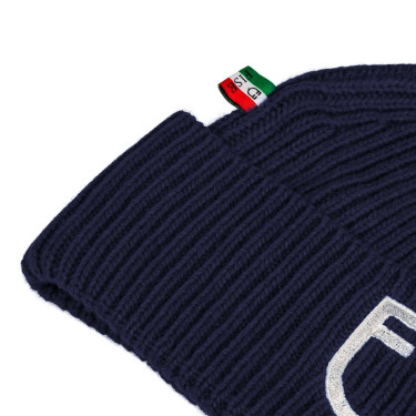 Bonnet unisexe en maille côtelée Equestro x FISE Marine blazer Bleu marine