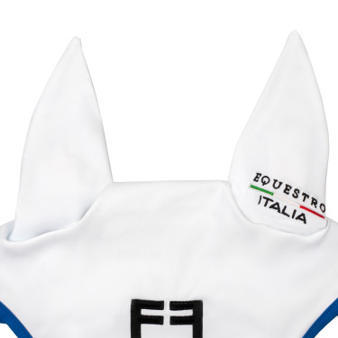 Bonnet Equestro x FISE en tissu technique Blanc / bleu de savoie