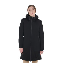 Blouson long femme Equestro déperlante et coupe-vent Noir
