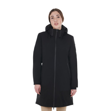 Blouson long femme Equestro déperlante et coupe-vent Noir