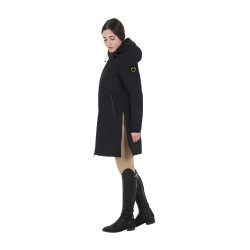 Blouson long femme Equestro déperlante et coupe-vent Noir