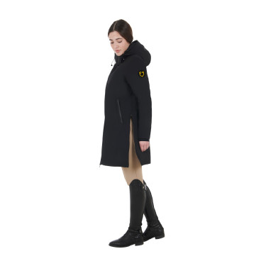 Blouson long femme Equestro déperlante et coupe-vent Noir