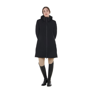 Blouson long femme Equestro déperlante et coupe-vent Noir