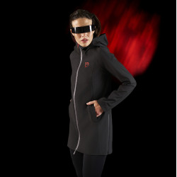 Veste longue imperméable femme Equestro Ridertechnology Noir