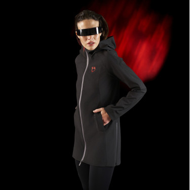 Veste longue imperméable femme Equestro Ridertechnology Noir