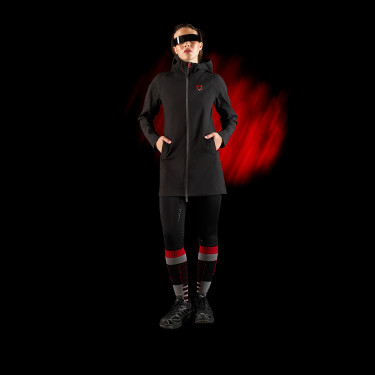 Veste longue imperméable femme Equestro Ridertechnology Noir