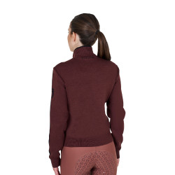 Veste Equestro femme en nylon et tricot avec fermeture éclair Marron