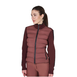 Veste Equestro femme en nylon et tricot avec fermeture éclair Marron
