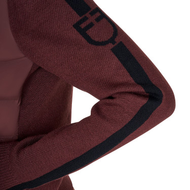 Veste Equestro femme en nylon et tricot avec fermeture éclair Marron