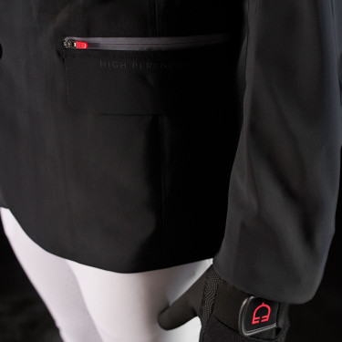 Veste de concours homme Equestro Ridertechnology avec coutures thermosoudées Noir