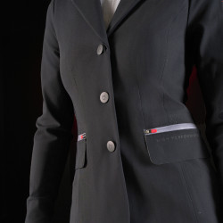 Veste de concours femme Equestro Ridertechnology avec coutures thermosoudées Noir