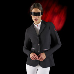 Veste de concours femme Equestro Ridertechnology avec coutures thermosoudées Noir