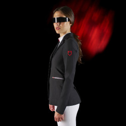 Veste de concours femme Equestro Ridertechnology avec coutures thermosoudées Noir