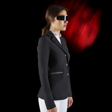 Veste de concours femme Equestro Ridertechnology avec coutures thermosoudées Noir