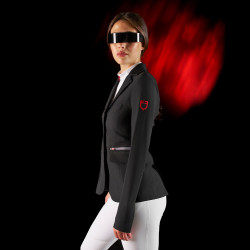 Veste de concours femme Equestro Ridertechnology avec coutures thermosoudées Noir