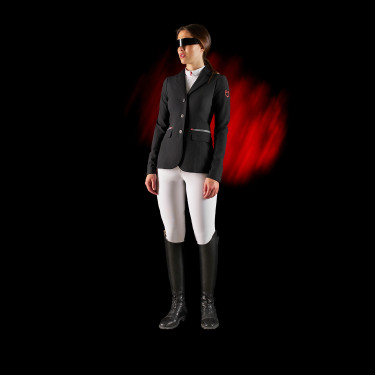 Veste de concours femme Equestro Ridertechnology avec coutures thermosoudées Noir
