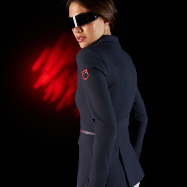 Veste de concours femme Equestro Ridertechnology avec coutures thermosoudées Marine Bleu marine
