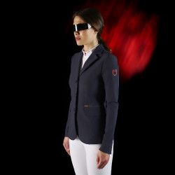 Veste de concours femme Equestro Ridertechnology avec coutures thermosoudées Marine Bleu marine