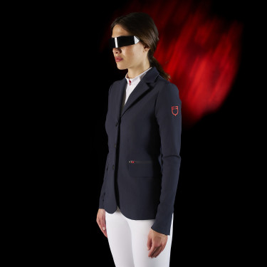 Veste de concours femme Equestro Ridertechnology avec coutures thermosoudées Marine Bleu marine