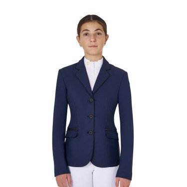 Veste de concours Equestro fille en tissu technique Marine blazer Bleu marine