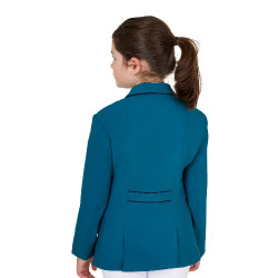 Veste de concours Equestro fille en tissu technique Bleu coral Veste de concours Equestro fille en tissu technique Bleu coral