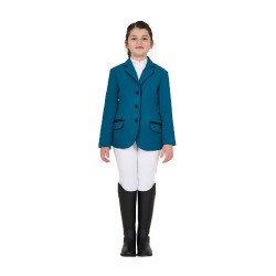 Veste de concours Equestro fille en tissu technique Bleu coral Veste de concours Equestro fille en tissu technique Bleu coral