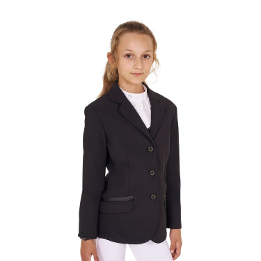 Veste de concours Equestro fille en tissu technique Noir Veste de concours Equestro fille en tissu technique Noir