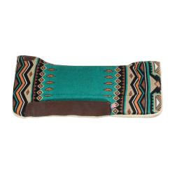 Tapis de selle western inserts en cuir et rembourrage en laine synthétique Pool's Turquoise / orange Bleu
