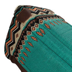 Tapis de selle western inserts en cuir et rembourrage en laine synthétique Pool's Turquoise / orange Bleu