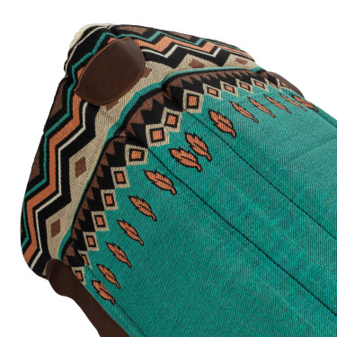 Tapis de selle western inserts en cuir et rembourrage en laine synthétique Pool's Turquoise / orange Bleu