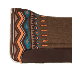 Tapis de selle western inserts en cuir et rembourrage en laine synthétique Pool's Marron / orange