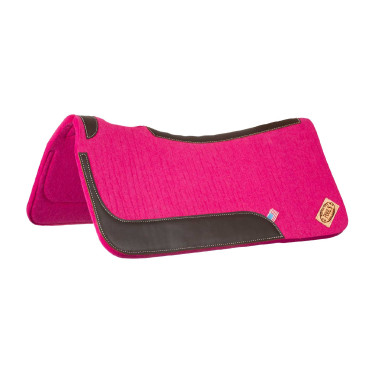 Tapis de selle western en feutre avec inserts en cuir 32"x32" Pool's Fuchsia Rose